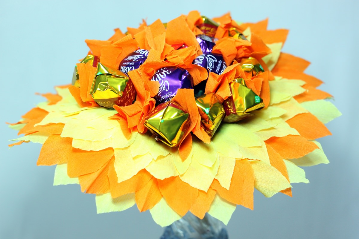 Осенний подарочный букет с конфетами